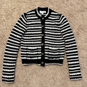 La Ligne Black and White Striped Cardigan